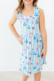 Tidepool Treasures Ruffle Cross Back Dress - Aaria Tees Aaria Tees