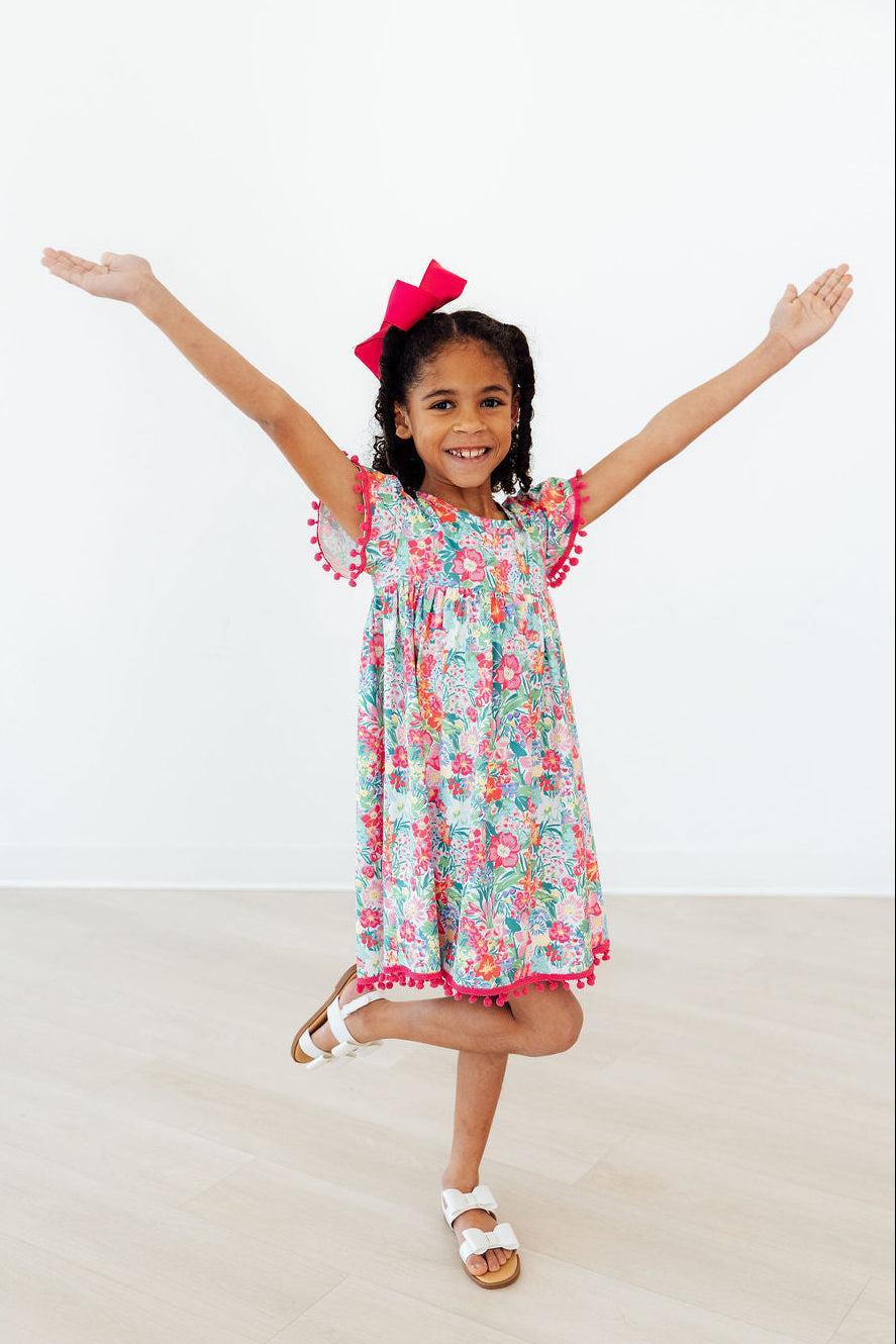 Preppy Petals Pom Pom Dress - Aaria Tees Aaria Tees