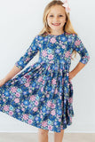 Whimsy 3/4 Sleeve Pocket Twirl Dress - Aaria Tees Aaria Tees