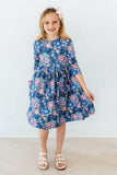 Whimsy 3/4 Sleeve Pocket Twirl Dress - Aaria Tees Aaria Tees