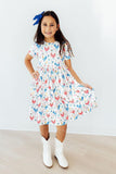 Rainbow Roosters S/S Pocket Twirl Dress - Aaria Tees Aaria Tees