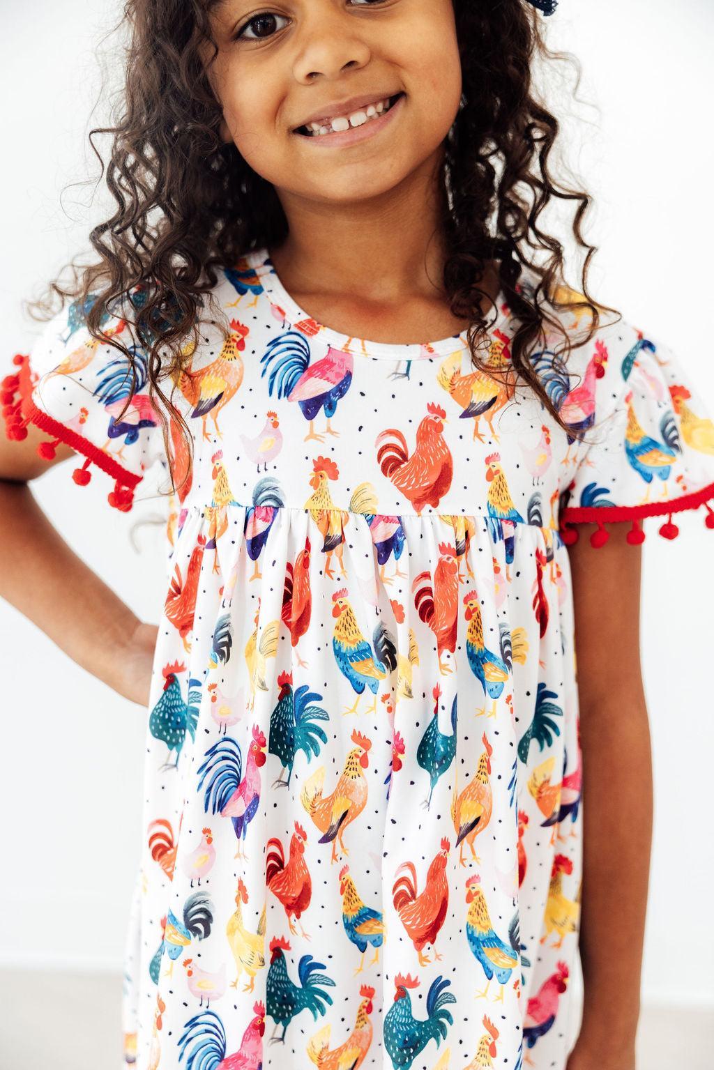 Rooster Pom Pom Dress - Aaria Tees Aaria Tees