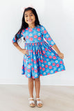 Cotton Candy Daisy 3/4 Sleeve Pocket Twirl Dress - Aaria Tees Aaria Tees