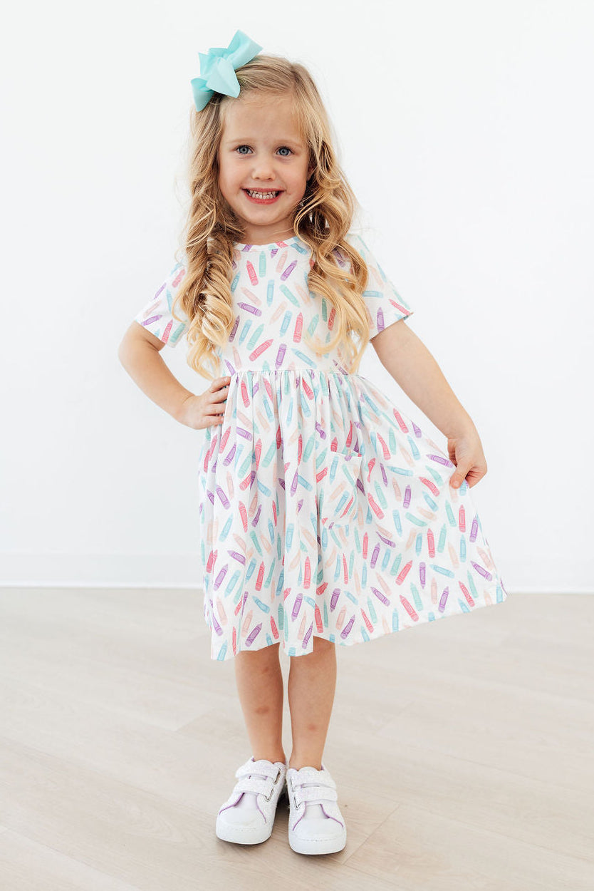 Color Crayons S/S Pocket Twirl Dress - Aaria Tees Aaria Tees