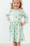 Lucky Duck 3/4 Sleeve Pocket Twirl Dress - Aaria Tees Aaria Tees