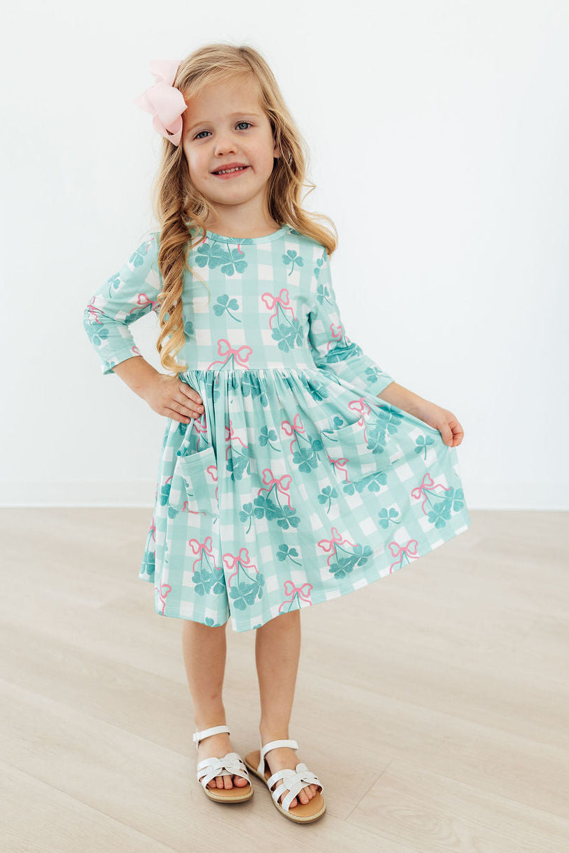 Shamrock Sweetheart 3/4 Sleeve Pocket Twirl Dress - Aaria Tees Aaria Tees