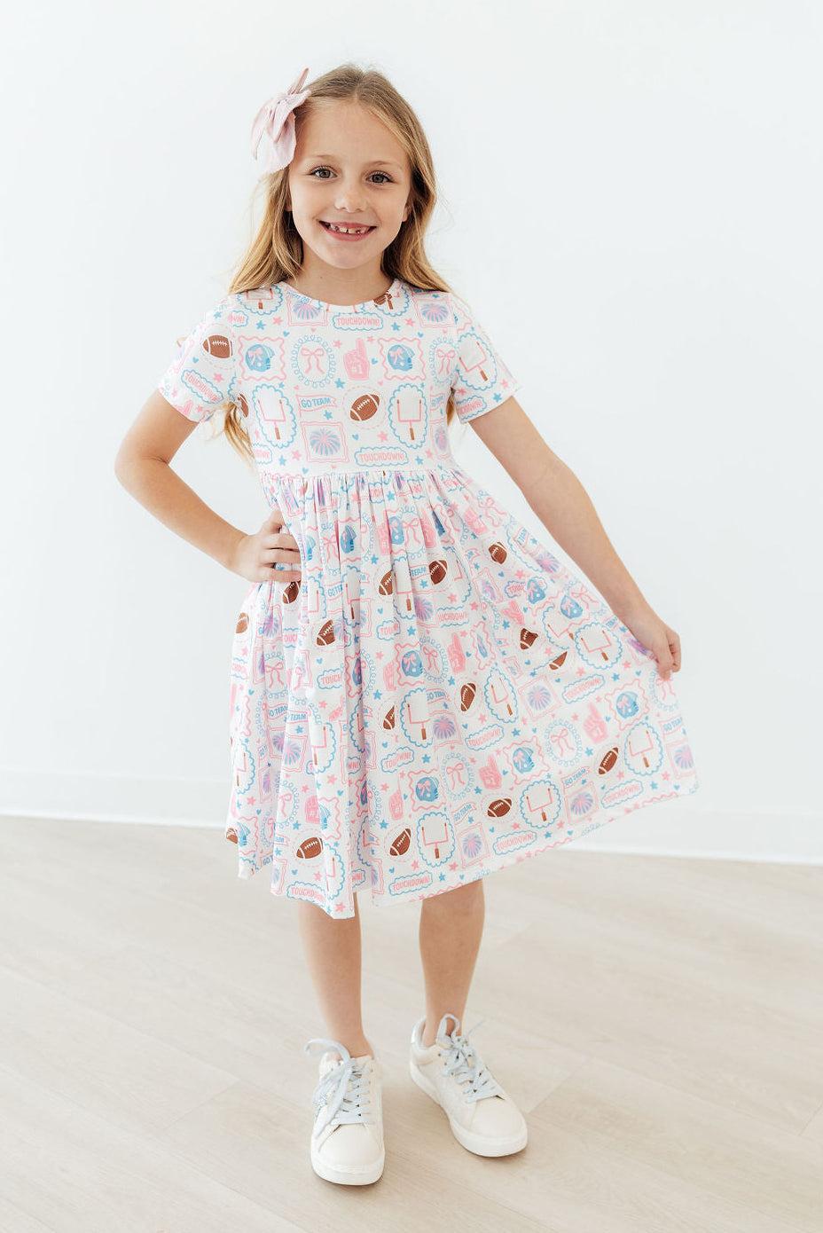 Game Day Girlie S/S Pocket Twirl Dress - Aaria Tees Aaria Tees