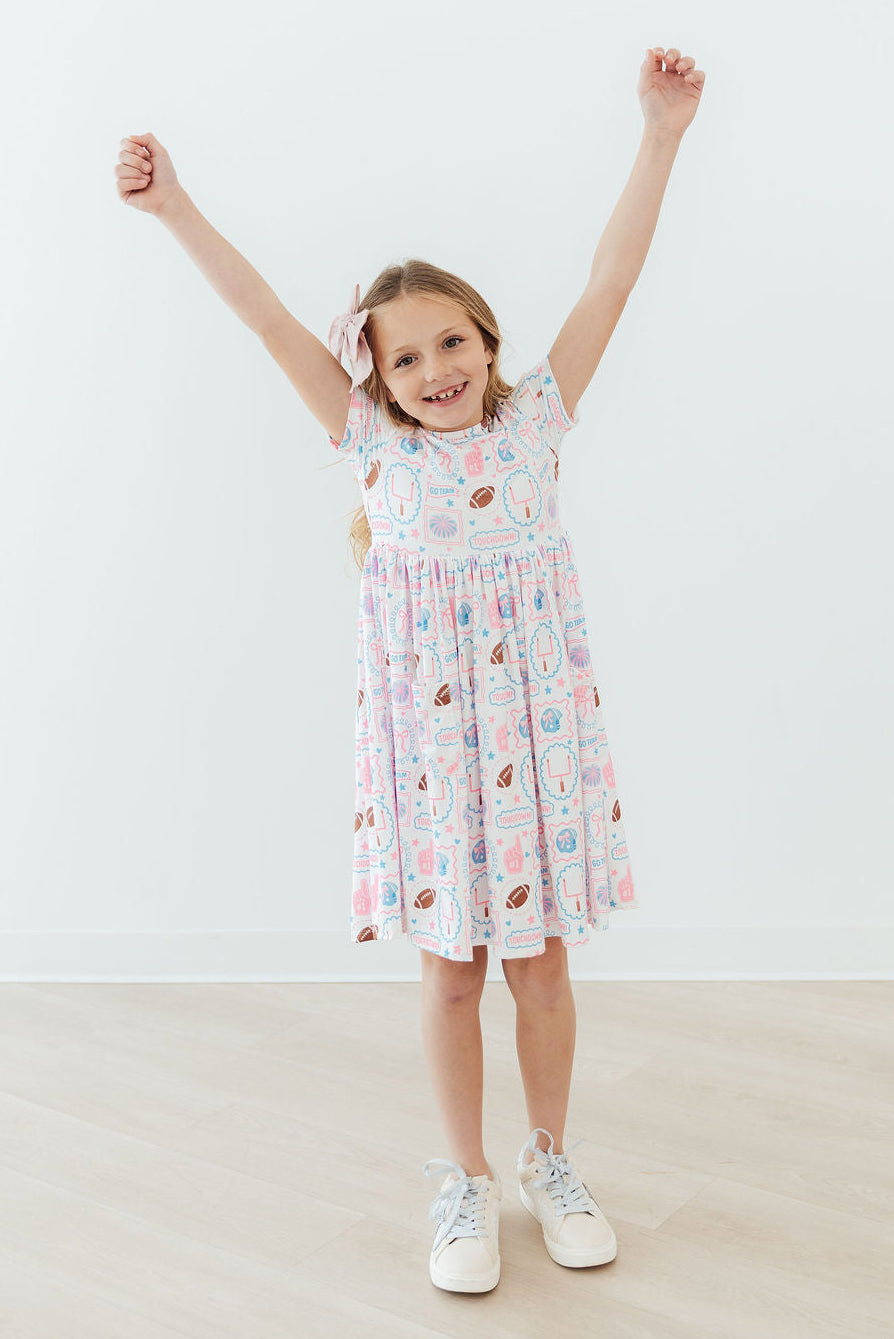 Game Day Girlie S/S Pocket Twirl Dress - Aaria Tees Aaria Tees