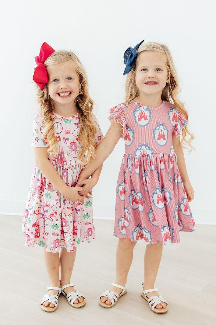 Once Upon a Castle Flutter Sleeve Twirl Dress - Aaria Tees Aaria Tees