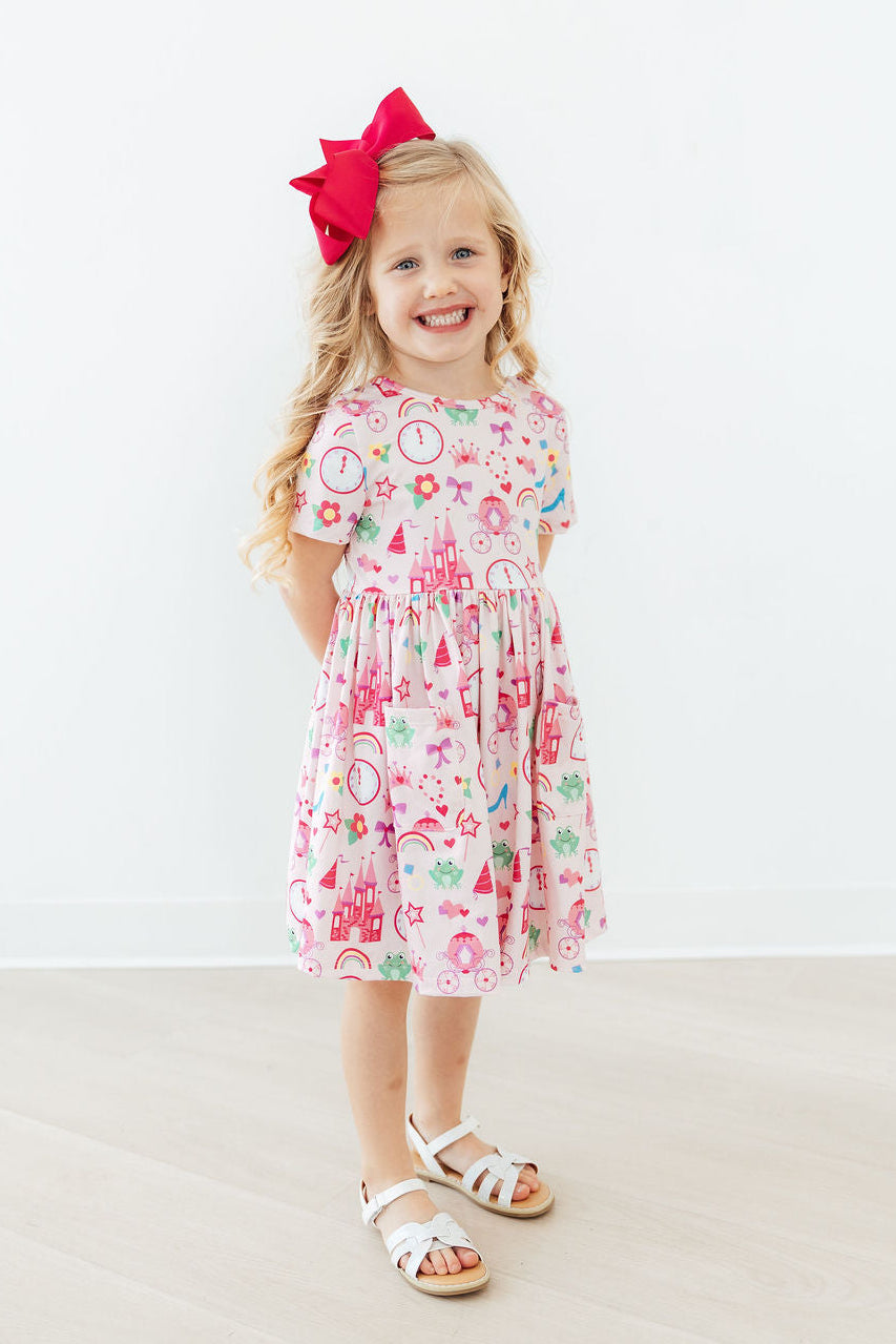 Princess & the Froggie S/S Pocket Twirl Dress - Aaria Tees Aaria Tees