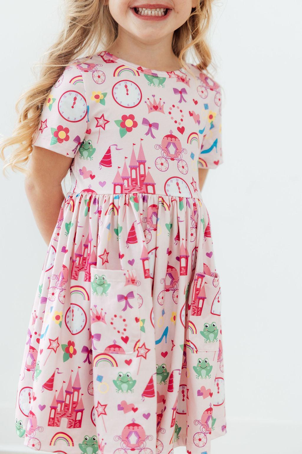 Princess & the Froggie S/S Pocket Twirl Dress - Aaria Tees