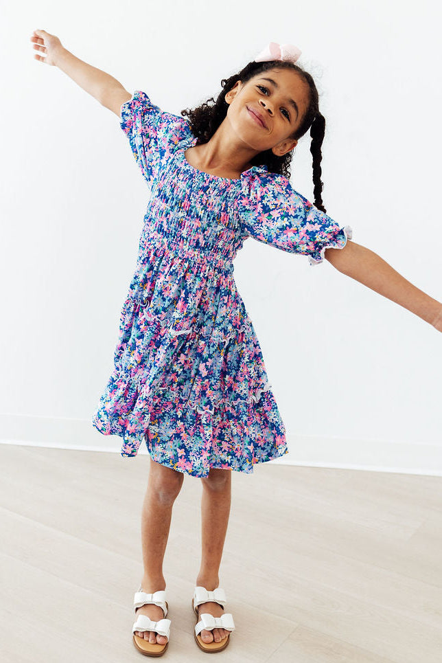 Darling Daisies Smocked Ruffle Dress - Aaria Tees Aaria Tees