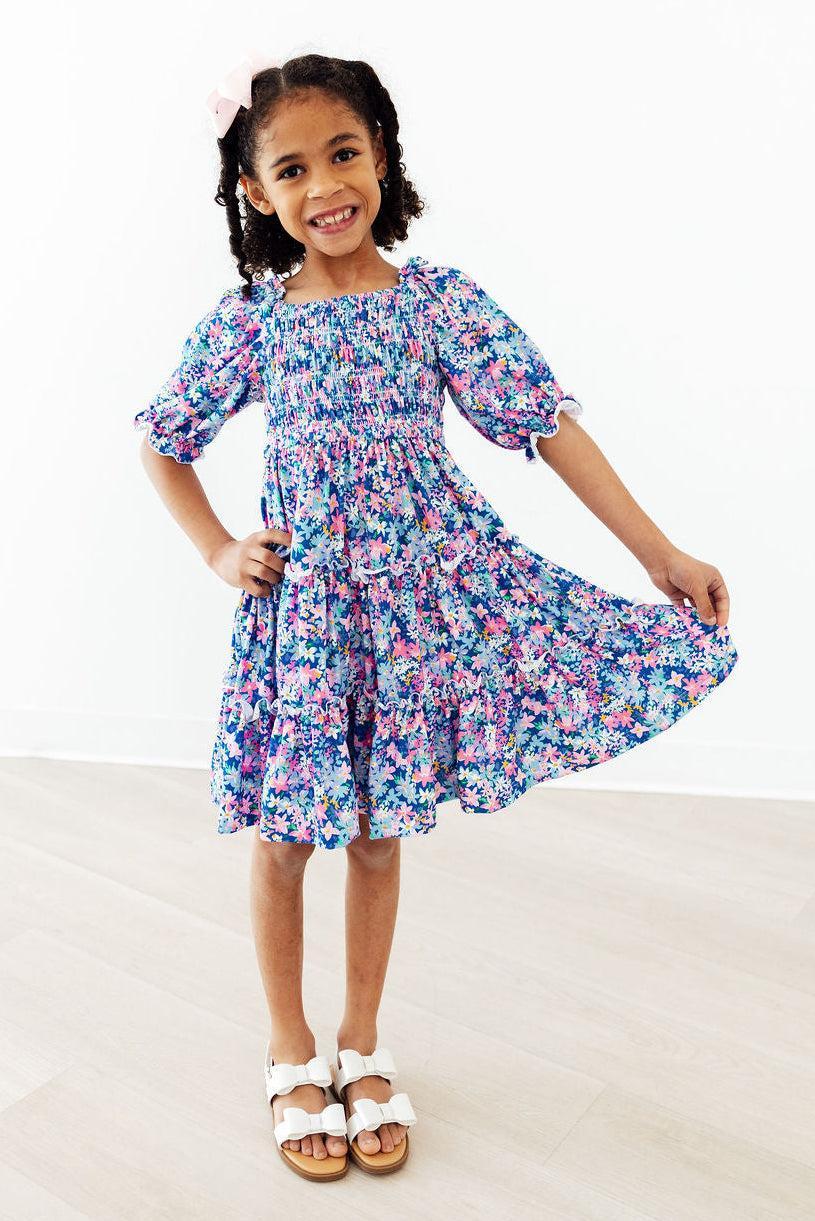 Darling Daisies Smocked Ruffle Dress - Aaria Tees Aaria Tees