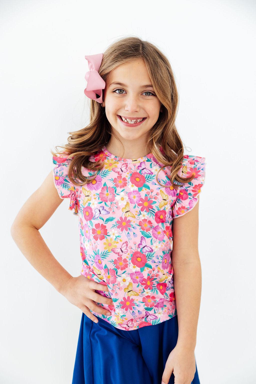 Fluttering Garden S/S Ruffle Tee - Aaria Tees Aaria Tees