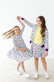 Mardi Gras 3/4 Sleeve Pocket Twirl Dress - Aaria Tees Aaria Tees