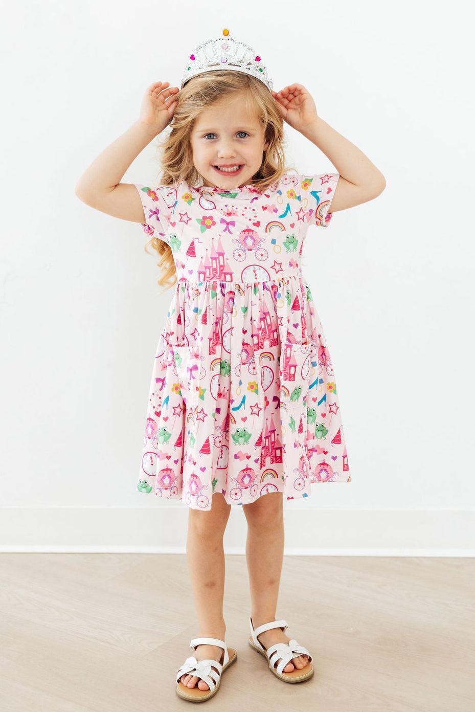 Princess & the Froggie S/S Pocket Twirl Dress - Aaria Tees Aaria Tees