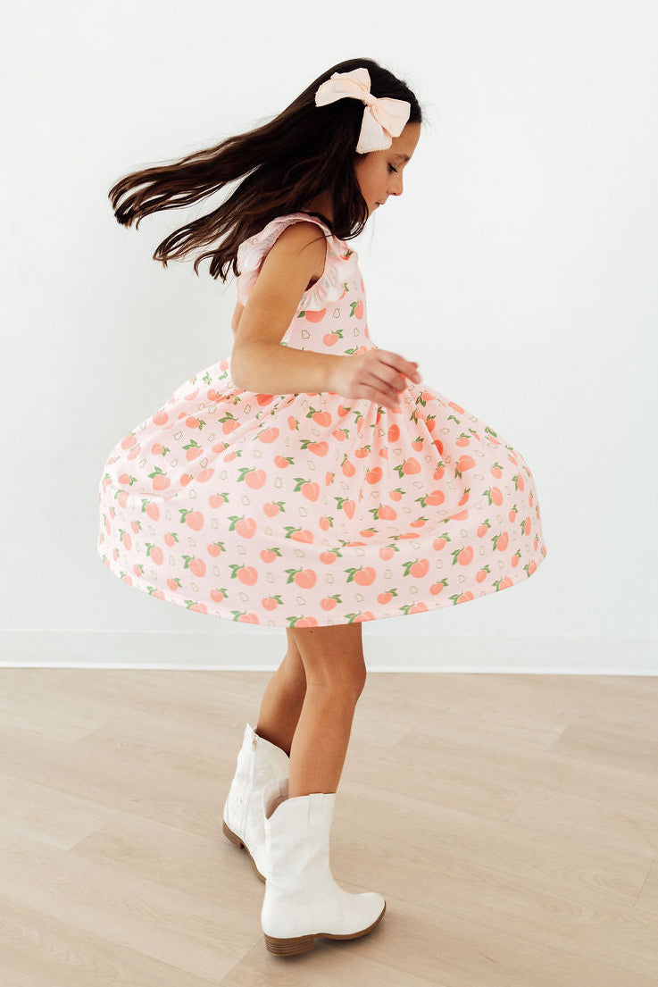 Georgia Peach Flutter Sleeve Twirl Dress - Aaria Tees Aaria Tees