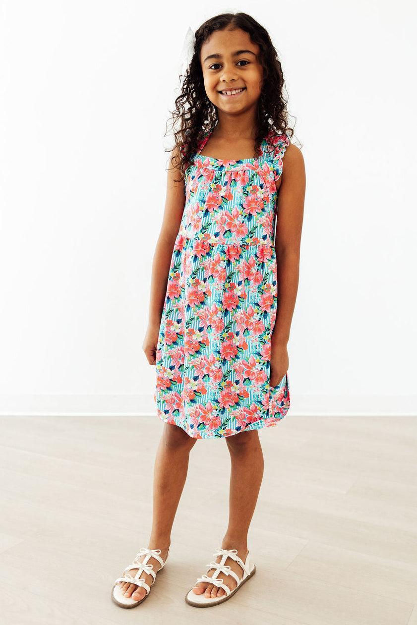 Petals in Paradise Ruffle Cross Back Dress - Aaria Tees Aaria Tees