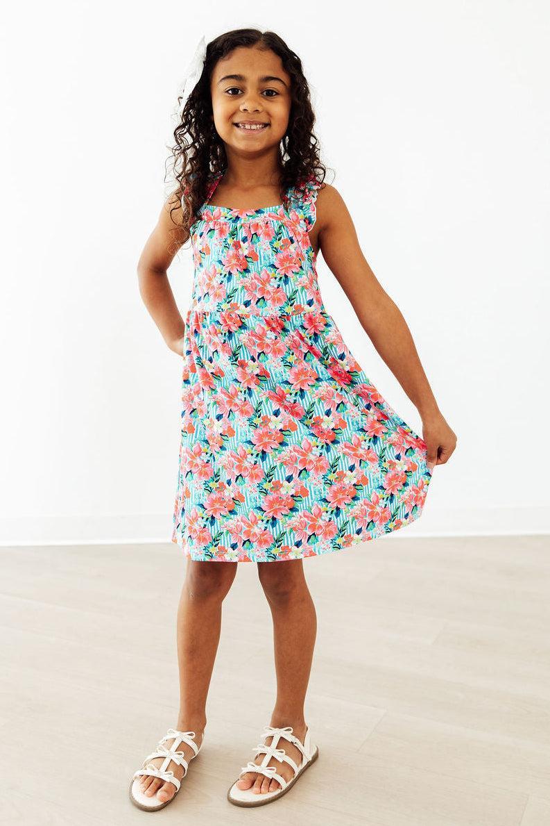 Petals in Paradise Ruffle Cross Back Dress - Aaria Tees Aaria Tees