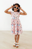 Rainbow Purr-fection Flutter Sleeve Twirl Dress - Aaria Tees Aaria Tees