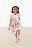 Rainbow Purr-fection Flutter Sleeve Twirl Dress - Aaria Tees Aaria Tees