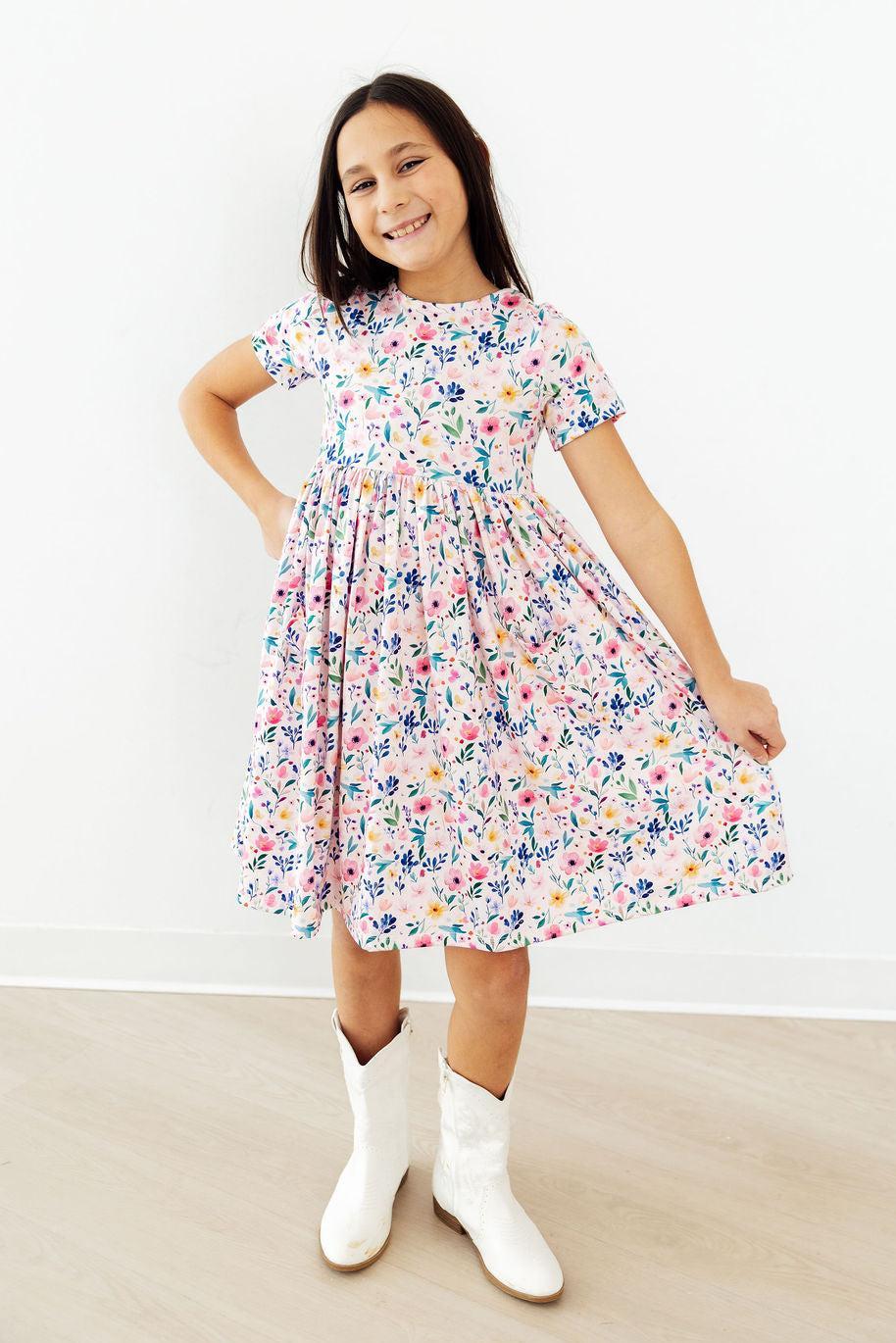 Morning Meadows S/S Pocket Twirl Dress - Aaria Tees Aaria Tees