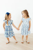 Blueberry Picnic Flutter Sleeve Twirl Dress - Aaria Tees Aaria Tees