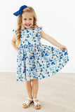 Blueberry Picnic Flutter Sleeve Twirl Dress - Aaria Tees Aaria Tees