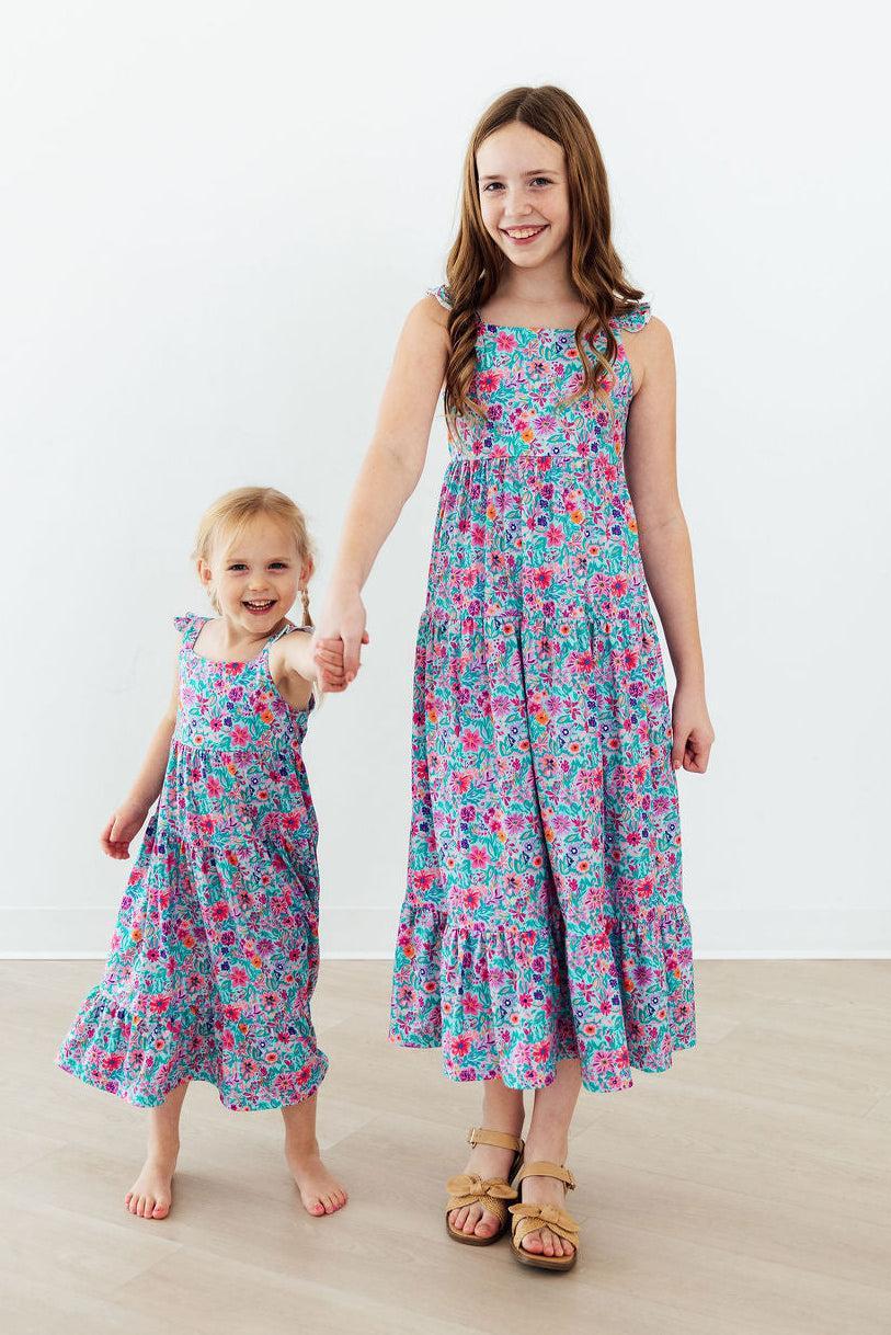 Tropical Garden Ruffle Maxi Dress - Aaria Tees