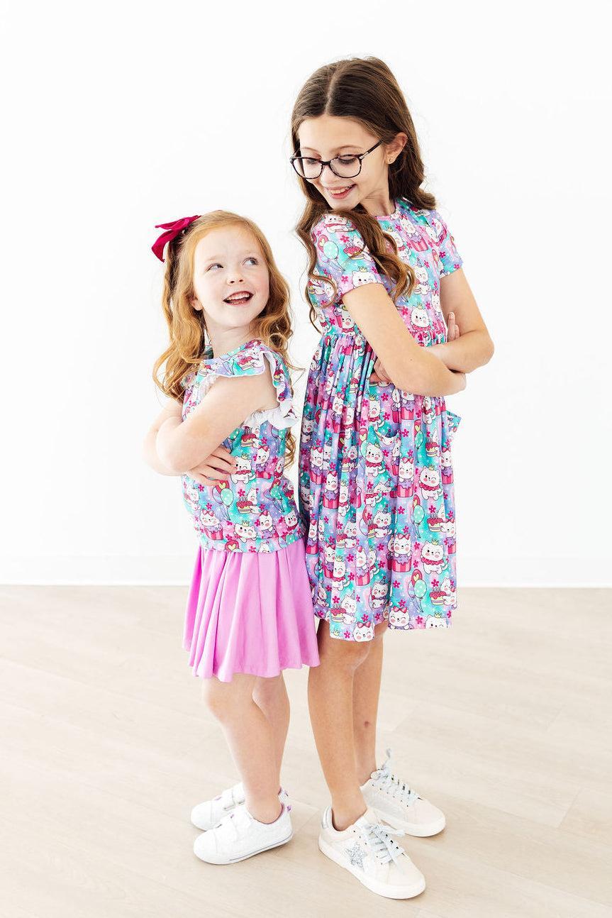 Time to Purr-ty S/S Pocket Twirl Dress - Aaria Tees Aaria Tees