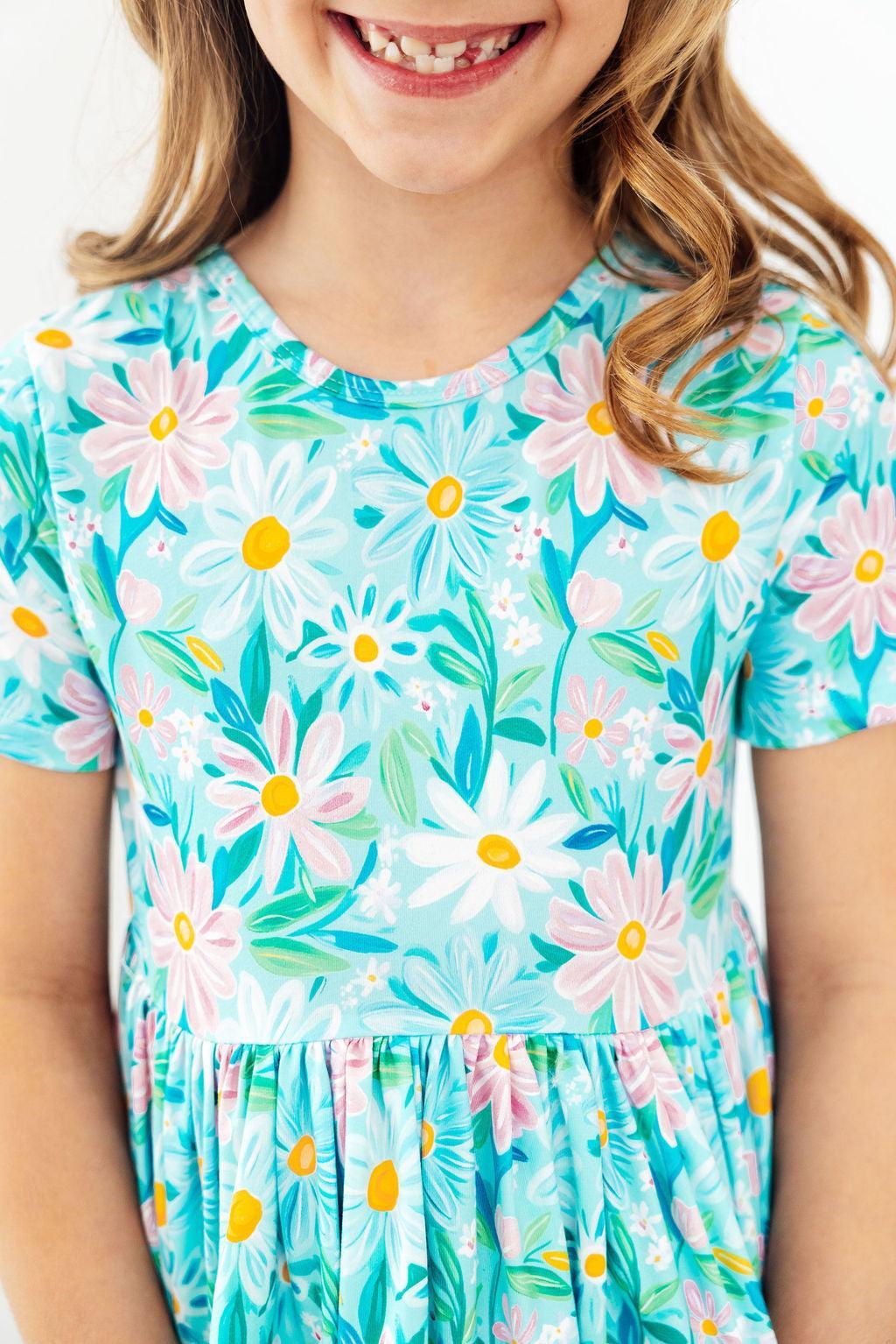 Preppy Daisies S/S Pocket Twirl Dress - Aaria Tees Aaria Tees
