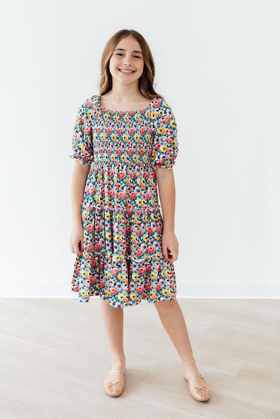 Beautiful Blossoms Smocked Ruffle Dress - Aaria Tees Aaria Tees