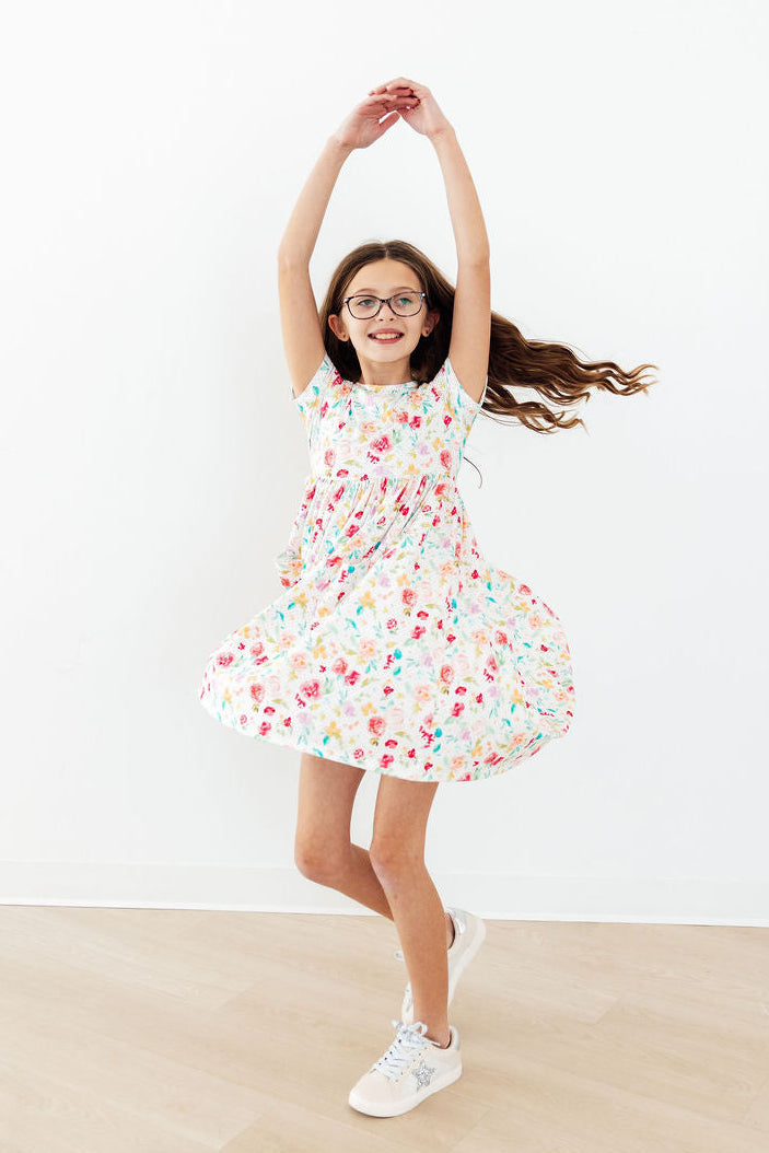 Painted Posies S/S Pocket Twirl Dress - Aaria Tees Aaria Tees