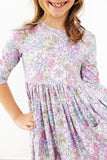 Spring Gardens 3/4 Sleeve Pocket Twirl Dress - Aaria Tees Aaria Tees