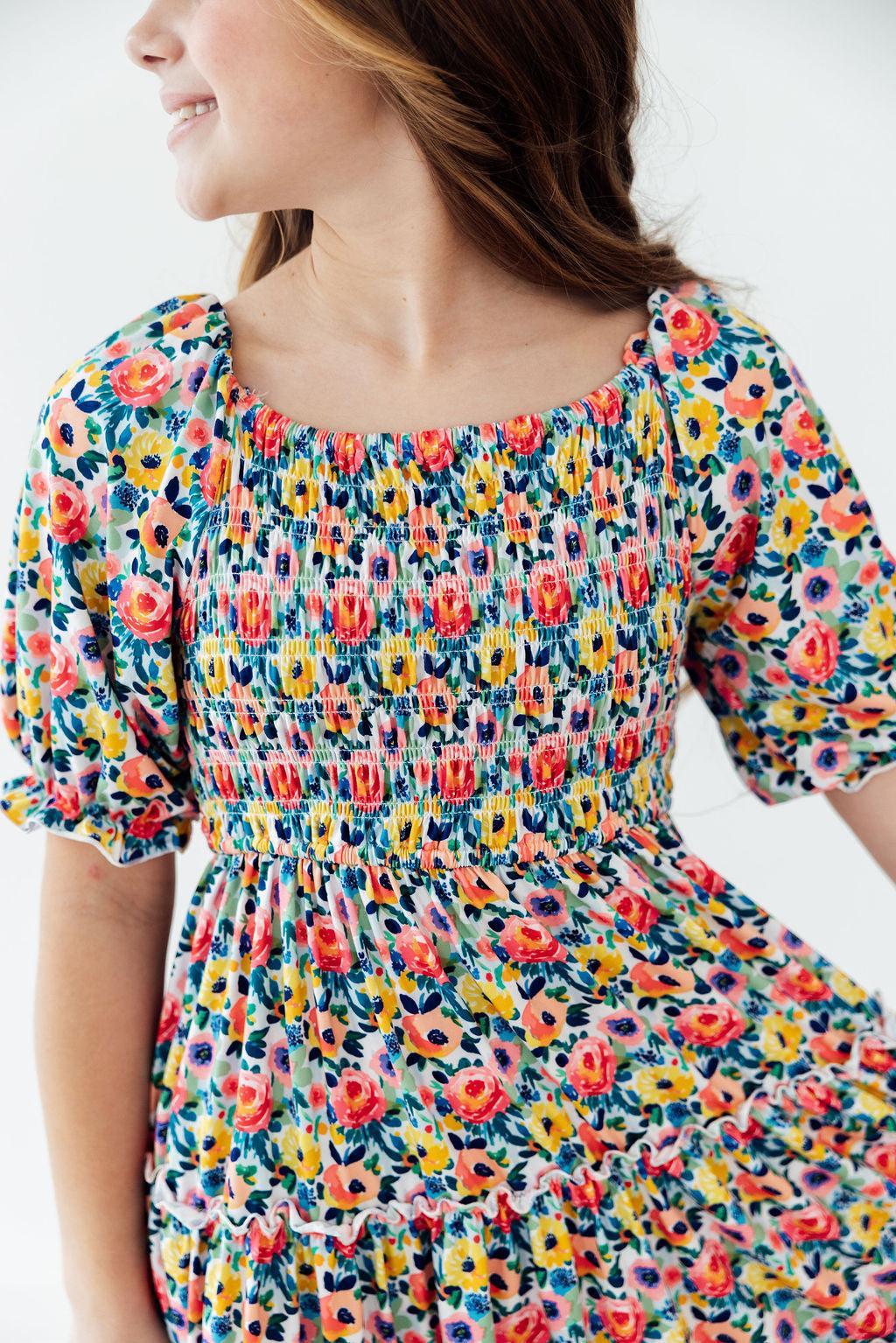 Beautiful Blossoms Smocked Ruffle Dress - Aaria Tees Aaria Tees