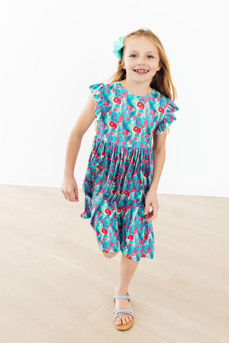 Lovely Llamas Flutter Sleeve Twirl Dress - Aaria Tees Aaria Tees