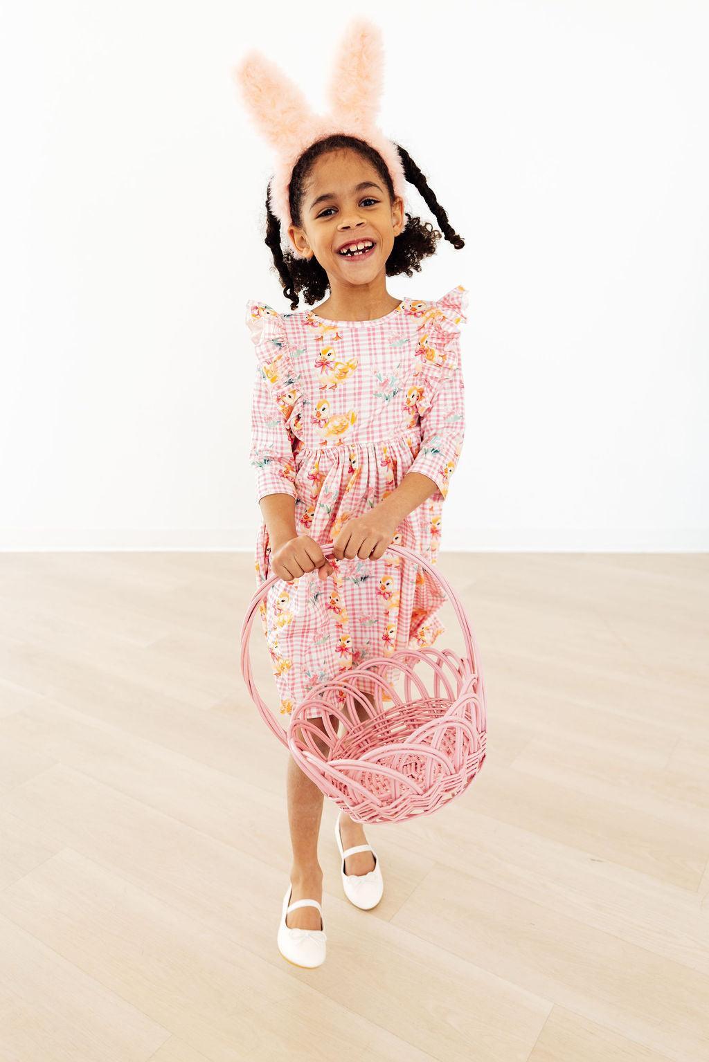 Daisy Ducklings 3/4 Sleeve Ruffle Twirl Dress - Aaria Tees Aaria Tees