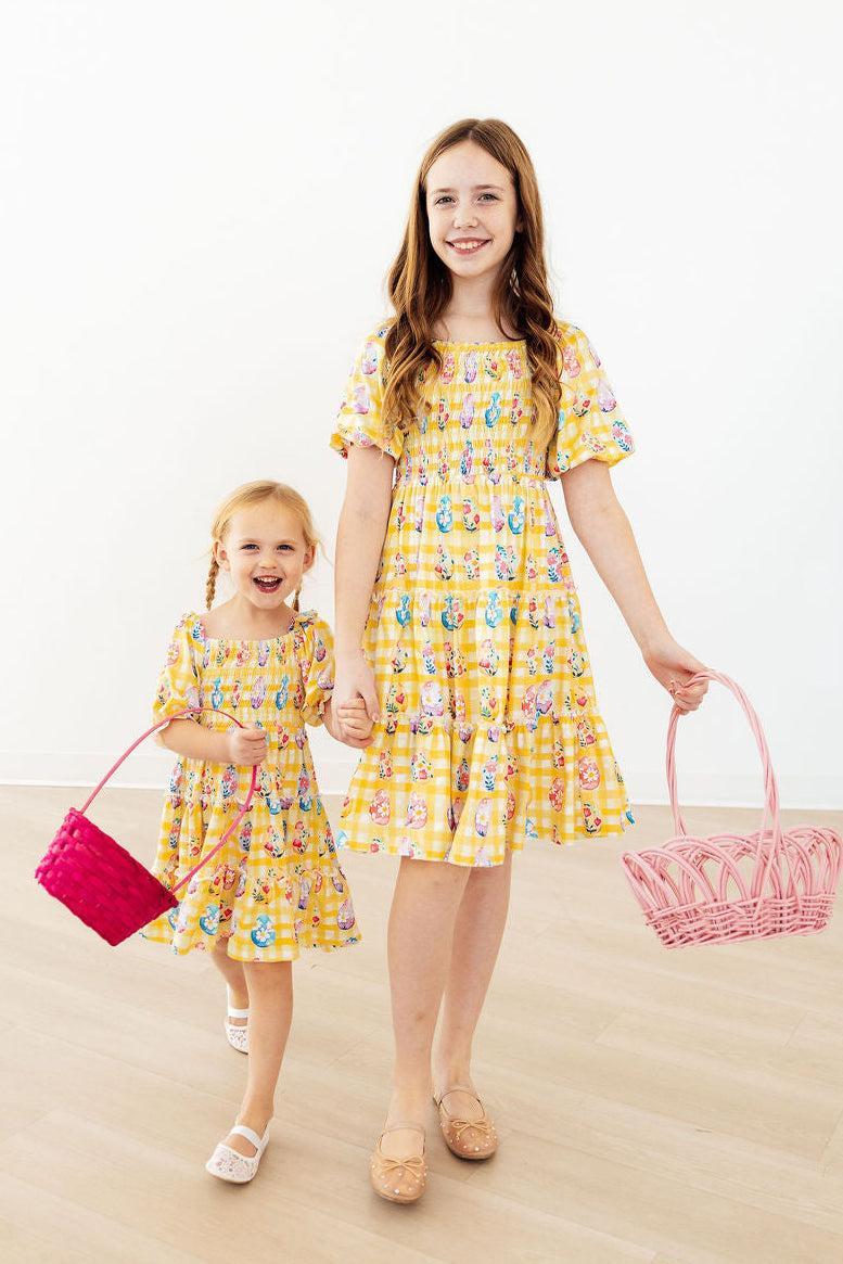 Easter Picnic Smocked Ruffle Dress - Aaria Tees Aaria Tees