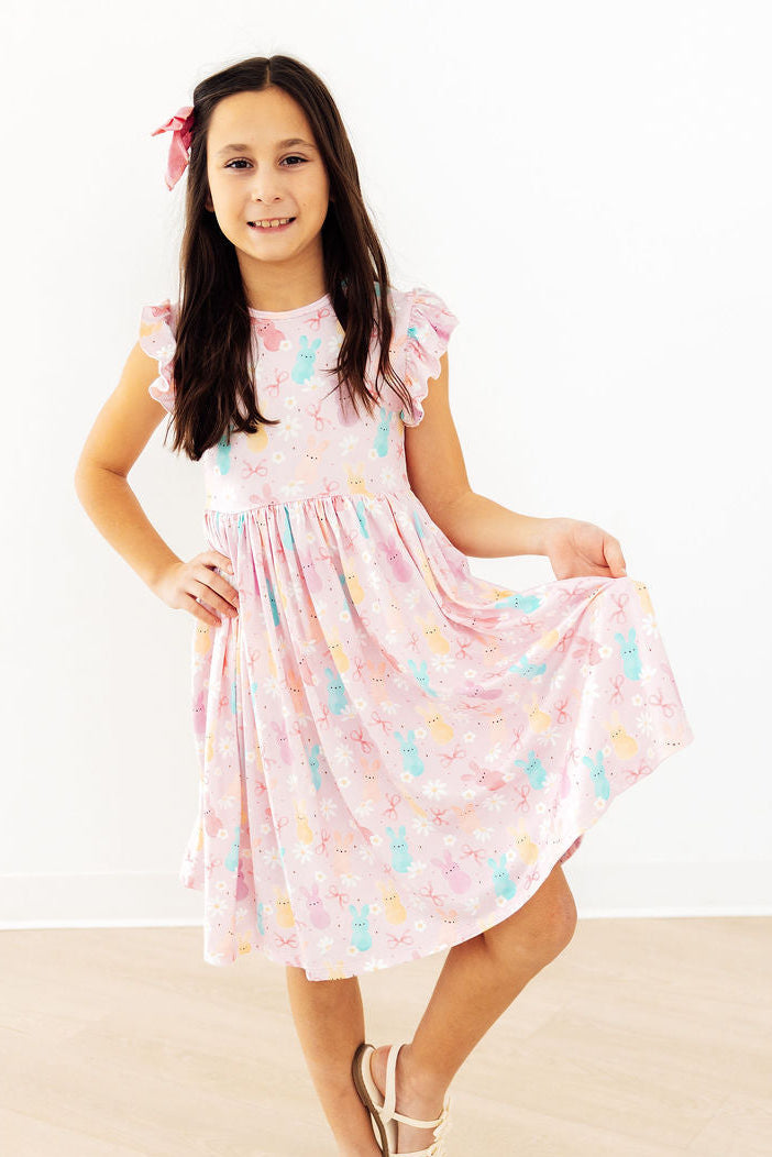 Preppy Peeps Flutter Sleeve Twirl Dress - Aaria Tees Aaria Tees