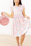 Preppy Peeps Flutter Sleeve Twirl Dress - Aaria Tees Aaria Tees
