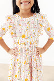 Carrot Cutie 3/4 Sleeve Ruffle Twirl Dress - Aaria Tees Aaria Tees