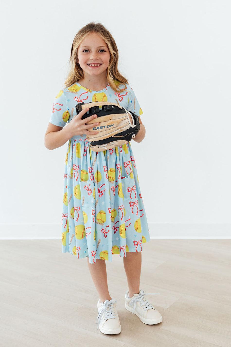 Softball Sweetie S/S Pocket Twirl Dress - Aaria Tees