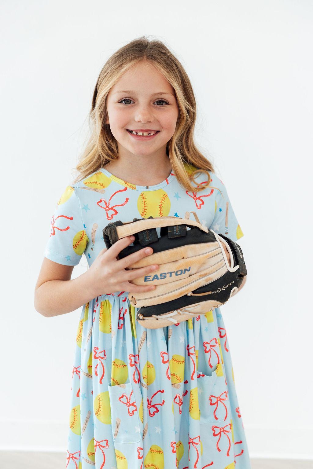 Softball Sweetie S/S Pocket Twirl Dress - Aaria Tees Aaria Tees