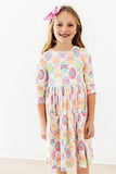 Egg-stra Cute 3/4 Sleeve Pocket Twirl Dress - Aaria Tees Aaria Tees