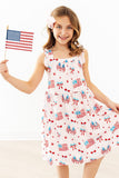 Fancy Flags Ruffle Cross Back Dress - Aaria Tees Aaria Tees
