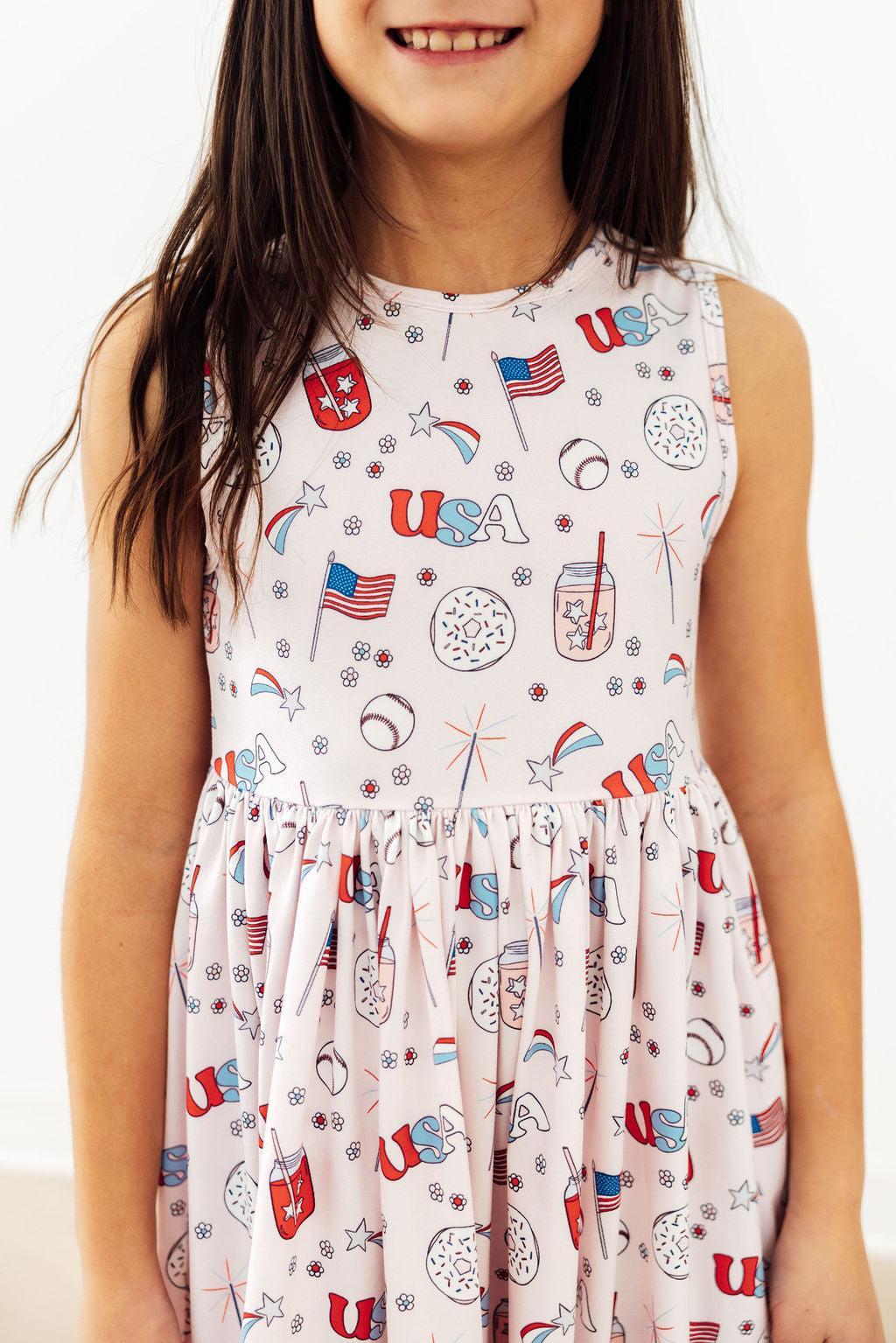 Born in the USA Tank Twirl Dress - Aaria Tees