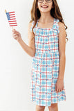 Patriotic Picnic Ruffle Cross Back Dress - Aaria Tees Aaria Tees
