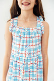 Patriotic Picnic Ruffle Cross Back Dress - Aaria Tees Aaria Tees
