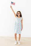 Patriotic Picnic Ruffle Cross Back Dress - Aaria Tees Aaria Tees