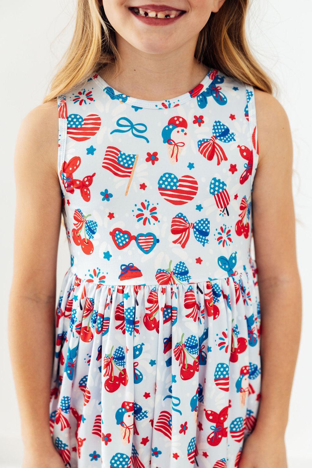 Little Miss Liberty Tank Twirl Dress - Aaria Tees